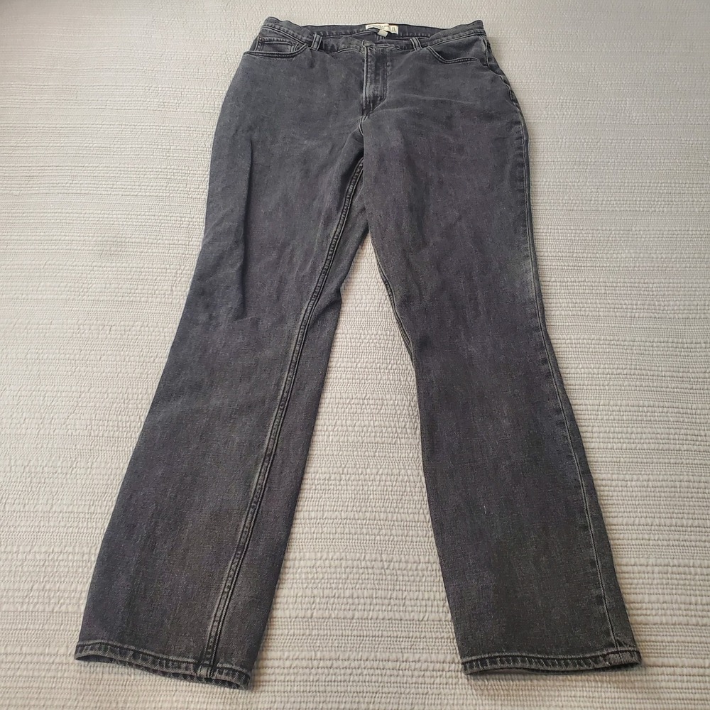 Abercrombie & Fitch Slim Straight Jeans Womens 32/14L Black Ultra High Curve